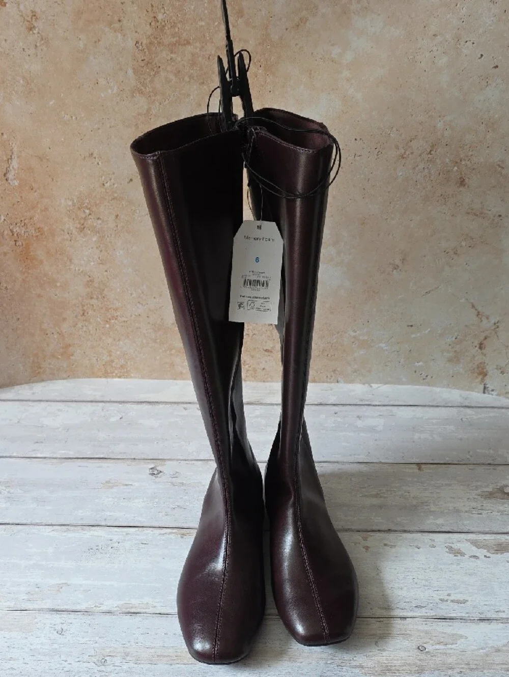 Time and Tru Women's Over-the-Knee Leather Boots in Dark Brown